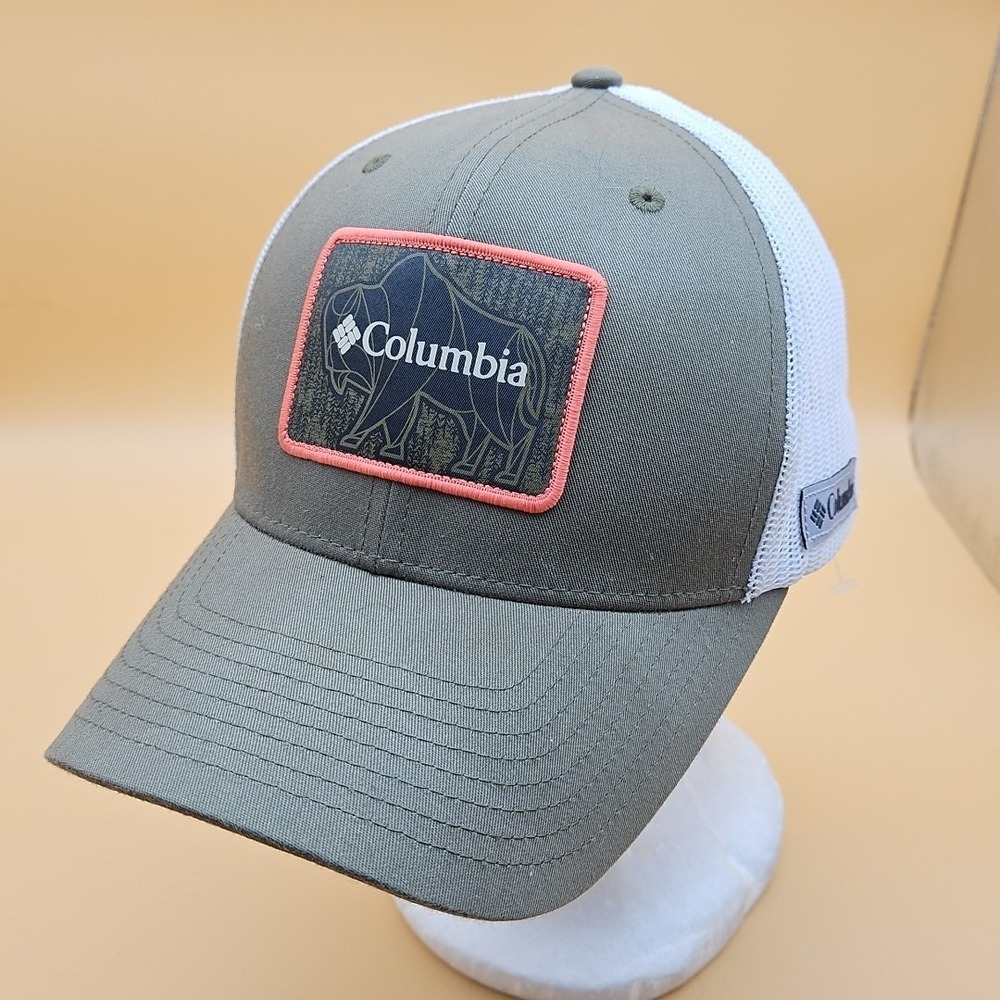 Columbia Hat Men Olive Buffalo Mesh Baseball Cap Hiking Outdoor Range Snapback